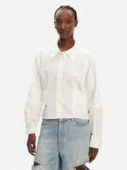 PINKO Koszula Controvento 104594 A2BT Biały Relaxed Fit. Białe koszule damskie Pinko, m, bez wzorów, z bawełny, bez kołnierzyka, bez ramiączek. Za 759.99 zł.