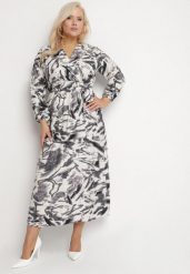 Czarna Rozkloszowana Sukienka Kopertowa z Wiskozą w Abstrakcyjny Wzór Dleffia. Czarne sukienki damskie Born2be, na co dzień, plus size, bez wzorów, z wiskozy, eleganckie, bez kołnierzyka, plus size, bez ramiączek, maxi, kopertowe. Za 99.99 zł.
