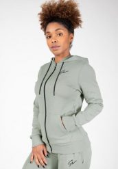 Bluza fitness damska Gorilla Wear Pixley Zipped Hoodie. Zielone bluzy damskie GORILLA WEAR, xs, bez wzorów, z dresówki, sportowe, bez ramiączek, bez kaptura. Za 240.55 zł.