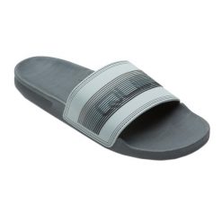 Klapki basenowe męskie Quiksilver Rivi Wordmark Slide. Szare klapki męskie Quiksilver, bez wzorów, bez zapięcia. Za 83.99 zł.