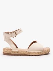 Kremowe płaskie sandały. Brązowe sandały damskie Ryłko, bez wzorów, z gumy, z okrągłym noskiem, bez obcasa, na obcasie, bez zapięcia. Za 349.99 zł.