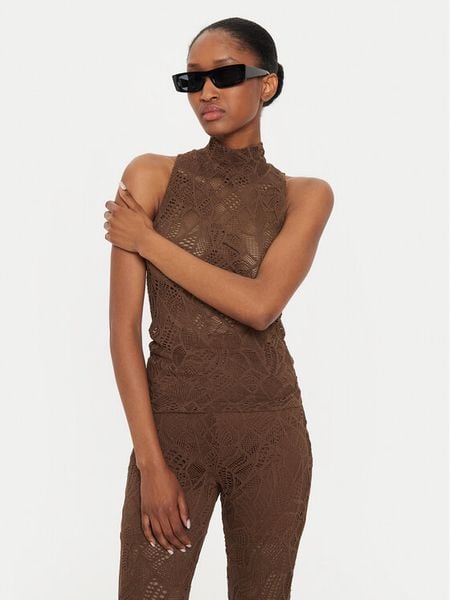 Gestuz Top Hilma 10909260 Brązowy Slim Fit. Brązowe topy damskie Gestuz, xs, bez wzorów, z syntetyku, bez kołnierzyka, bez ramiączek. Za 219.99 zł.