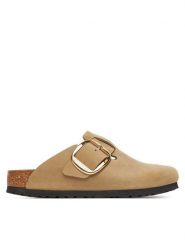 Birkenstock Klapki Boston Big Buckle Hex 1030425 Brązowy. Brązowe klapki damskie Birkenstock, bez wzorów, ze skóry, bez obcasa, bez zapięcia. Za 649.99 zł.