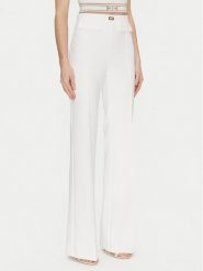 Elisabetta Franchi Spodnie materiałowe PA-078-51E2-V300 Biały Regular Fit. Białe spodnie materiałowe damskie Elisabetta Franchi, bez wzorów, z materiału. Za 699.99 zł.