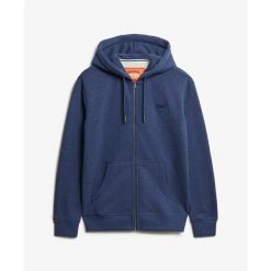 Rozpinana bluza z kapturem z logo essential Superdry. Niebieskie bluzy męskie Superdry, m, bez wzorów, casualowe, bez ramiączek, z kapturem. Za 348.65 zł.