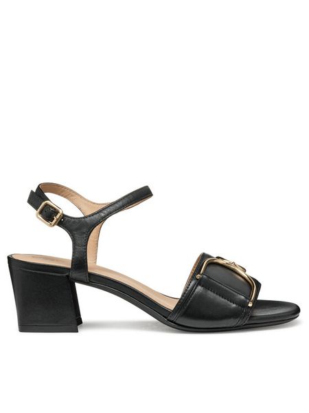 Geox Sandały D New Eraklia 50 D35RNB 000TU C9997 Czarny. Czarne sandały damskie Geox, bez wzorów, ze skóry, bez obcasa, na słupku, bez zapięcia. Za 419.99 zł.