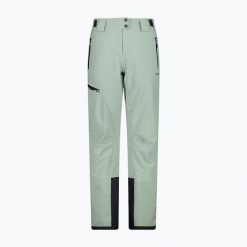 Spodnie narciarskie damskie CMP 34W3946. Zielone spodnie dresowe damskie CMP, bez wzorów, sportowe, długie. Za 439.99 zł.
