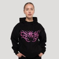 Bluza damska fitness z kapturem oversize czarna Thorn. Czarne bluzy damskie GYMBEAM, xl, bez wzorów, z bawełny, klasyczne, bez ramiączek, z kapturem. Za 148.90 zł.