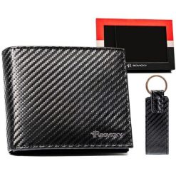 Skórzany portfel męski z eleganckim wzorem — Rovicky. Portfele męskie ROVICKY, bez wzorów, ze skóry. Za 63.99 zł.