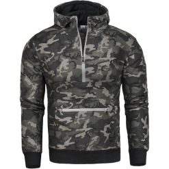 Bluza męska kangurka zielone moro Recea. Zielone bluzy męskie Recea, m, bez wzorów, z bawełny, z kapturem. Za 53.78 zł.