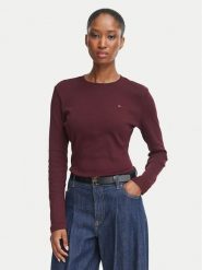 Tommy Hilfiger Bluzka Cody WW0WW53689 Bordowy Slim Fit. Czerwone bluzki damskie Tommy Hilfiger, m, bez wzorów, z bawełny, bez kołnierzyka, bez ramiączek. Za 209.99 zł.