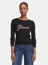 Guess Sweter W6BR53 Z1454 Czarny Regular Fit. Czarne swetry nierozpinane damskie Guess, xl, z aplikacjami, z wiskozy, bez kołnierzyka, bez ramiączek. Za 344.99 zł.