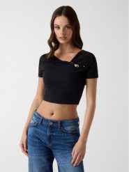 Guess Top 183441 Czarny Classic Fit. Czarne topy damskie Guess, s, z aplikacjami, bez kołnierzyka, bez ramiączek. Za 264.99 zł.