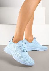Jasnoniebieskie Buty Sportowe Sneakersy z Napisami i Tłoczeniem Odalira. Niebieskie obuwie sportowe damskie Born2be, bez wzorów, z jeansu, bez zapięcia, trekkingowe. Za 69.99 zł.