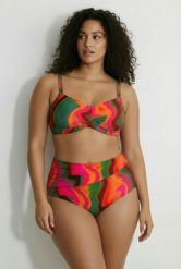 Damskie Bikini cieniowanie drapowany miękkie miseczki z recyklingu. Czerwone stroje kąpielowe damskie Ulla Popken, plus size, bez wzorów, z elastanu. Za 191.99 zł.