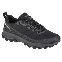 Buty trekkingowe męskie, Merrell Speed Ecco. Czarne buty zimowe męskie Merrell, bez wzorów, z gumy, bez obcasa, bez zapięcia. Za 449.99 zł.