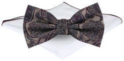 Mucha Męska z Poszetką - Chattier - Odcienie Brązów i Bordo, Kwiaty. Krawaty i muchy Chattier, bez wzorów, eleganckie. Za 65.00 zł.