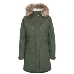 Trespass Faithful - damska długa kurtka Basil. Zielone kurtki sportowe damskie Trespass, l, bez wzorów, z bawełny, bez ramiączek, trekkingowe. Za 384.95 zł.