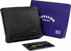 Ronaldo Klasyczny, Poziomy Skórzany Portfel Męski Bez Zapięcia!. Portfele męskie RONALDO, bez wzorów. Za 87.99 zł.