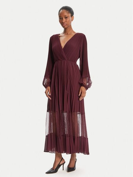 TWINSET Sukienka wieczorowa 252TP2641 Bordowy Regular Fit. Czerwone sukienki damskie Twinset, bez wzorów, z syntetyku, wizytowe, bez kołnierzyka, bez ramiączek. Za 999.99 zł.