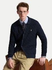 Polo Ralph Lauren Kardigan 710979114500 Granatowy Regular Fit. Niebieskie swetry męskie Polo Ralph Lauren, l, bez wzorów, z bawełny, bez kołnierzyka, bez ramiączek. Za 1,299.00 zł.