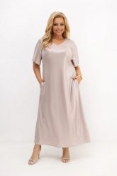 Wizytowa sukienka maxi Aurora szampański beż z połyskiem z lureksu na wesele PLUS SIZE OVERSIZE LATO. Czerwone sukienki damskie Moda Size Plus Iwanek, na imprezę, na jesień, l, bez wzorów, z elastanu, eleganckie, bez kołnierzyka, plus size, bez ramiączek, maxi, dopasowane. Za 369.90 zł.