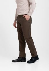 Spodnie chinosy, Regular Fit, R-PATT. Brązowe eleganckie spodnie męskie Volcano, bez wzorów, z materiału, klasyczne. Za 179.99 zł.
