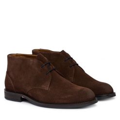 Trzewiki Tommy Hilfiger. Brązowe botki męskie Tommy Hilfiger, bez wzorów, bez obcasa, bez zapięcia. Za 649.99 zł.