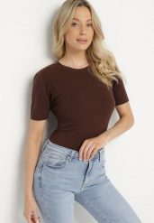 Brązowy Sweter z Ozdobnymi Ściągaczami Sanarella. Brązowe swetry nierozpinane damskie Born2be, uniwersalny, z aplikacjami, z jeansu, eleganckie, bez kołnierzyka, bez ramiączek. Za 49.99 zł.