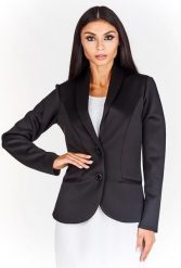 Ptak Moda Żakiet damski M59189_1 czarny r. 52. Czarne marynarki i żakiety damskie Ptak Moda, bez wzorów, bez kołnierzyka, bez ramiączek. Za 20.66 zł.