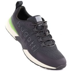 Półbuty sportowe męskie szare Bugatti TT153043. Szare buty sportowe męskie Bugatti, bez wzorów, z materiału, bez zapięcia. Za 389.99 zł.