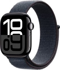 Smartwatch Apple Watch 10 GPS 42mm Jet Black Alu Sport Loop Granatowy (MWWG3). Czarne zegarki smartwatch Apple, bez wzorów. Za 1,946.99 zł.