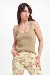 Top damski lureksowy PATRIZIA PEPE. Topy damskie Patrizia Pepe, xs, bez wzorów, bez kołnierzyka, bez ramiączek. W wyprzedaży za 682.73 zł.