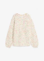 Gruby sweter oversize. Białe swetry nierozpinane damskie bonprix, bez wzorów, bez kołnierzyka, bez ramiączek. Za 134.99 zł.