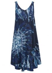 Sukienka z dżerseju bawełnianego. Niebieskie sukienki damskie bonprix, bez wzorów, z bawełny, boho, bez kołnierzyka, bez ramiączek. Za 142.99 zł.