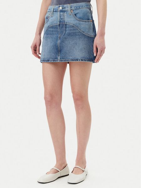 Levi's® Spódnica jeansowa Western 501® 001VJ-0001 Niebieski Regular Fit. Niebieskie spódnice damskie s, bez wzorów, z bawełny. Za 229.99 zł.