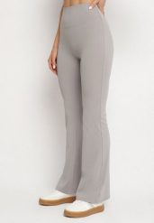 Jasnoszare Legginsy Typu Dzwony z Wysokim Stanem Orralise. Szare legginsy damskie Born2be, bez wzorów, z jeansu. Za 64.99 zł.