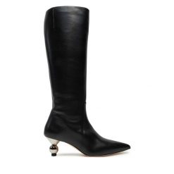 Kozaki Weekend Max Mara. Czarne kozaki damskie Weekend Max Mara, bez wzorów, bez obcasa, na słupku, bez zapięcia. Za 2,549.00 zł.