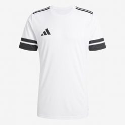 Koszulka treningowa piłkarska ADIDAS Squadra 25. Białe bluzki damskie Adidas, l, bez wzorów, prążkowane, sportowe, bez kołnierzyka, bez ramiączek. W wyprzedaży za 69.99 zł.