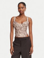 Bardot Top Carolina 60423TB Brązowy jasny Slim Fit. Brązowe topy damskie Bardot, bez wzorów, z syntetyku, bez kołnierzyka, bez ramiączek. Za 529.99 zł.