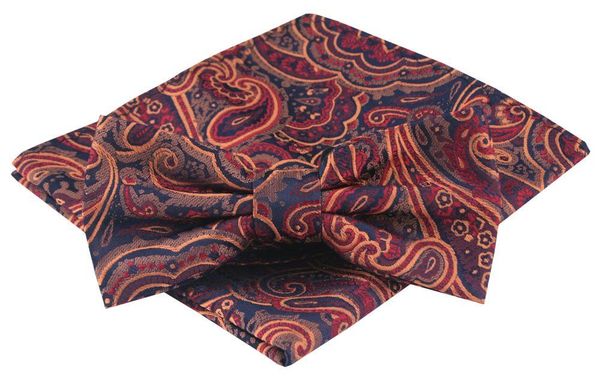 Mucha Męska z Poszetką - Alties - Odcienie Beżu i Pomarańczy, Duży Wzór. Krawaty i muchy Alties, bez wzorów, eleganckie. Za 54.00 zł.