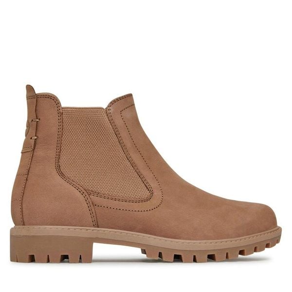 Sztyblety Tamaris. Brązowe botki damskie Tamaris, bez wzorów, bez obcasa, na płaskiej podeszwie, bez zapięcia. Za 309.99 zł.