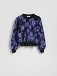 Wzorzysty sweter - wielobarwny. Swetry nierozpinane damskie Reserved, l, bez wzorów, z dzianiny, bez kołnierzyka, bez ramiączek. Za 199.99 zł.