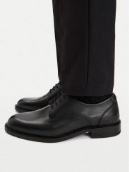Tommy Hilfiger Półbuty Corporate Dressy Lth FM0FM06023 Czarny. Czarne buty wizytowe męskie Tommy Hilfiger, bez wzorów, ze skóry, bez obcasa, bez zapięcia. Za 554.99 zł.