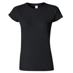 Koszulka Damska Krótki Rękaw Soft Style. Czarne bluzki damskie GILDAN, xl, bez wzorów, sportowe, bez kołnierzyka, bez ramiączek. Za 28.99 zł.
