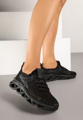 Czarne Buty Sportowe Sneakersy na Platformie Ozdobionej Tłoczeniem Teliriella. Czarne obuwie sportowe damskie Renee, bez wzorów, z jeansu, bez zapięcia. Za 59.99 zł.