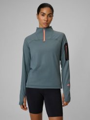 4F Bluza trekkingowa slim bez kaptura damska - khaki XL. Brązowe bluzy damskie 4F, l, bez wzorów, bez ramiączek, bez kaptura. Za 179.99 zł.