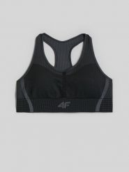 4F Biustonosz treningowy z niskim wsparciem damski - czarny XS/S. Czarne bielizna sportowa damska 4F, l, bez wzorów, ze skóry. Za 119.99 zł.