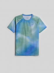 4F Koszulka tenisowa regular szybkoschnąca męska - zielona XL. Zielone t-shirty męskie 4F, m, bez wzorów, z materiału, bez kołnierzyka, bez ramiączek. Za 129.99 zł.