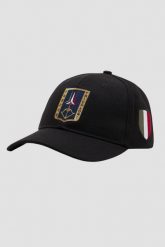 AERONAUTICA MILITARE Czarna czapka męska Frecce Tricolori With Patch. Czarne czapki męskie Aeronautica Militare, bez wzorów. W wyprzedaży za 149.99 zł.